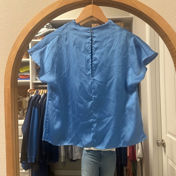 Zara Sleek Ice Blue Satin Blouse - Picture 7 of 8
